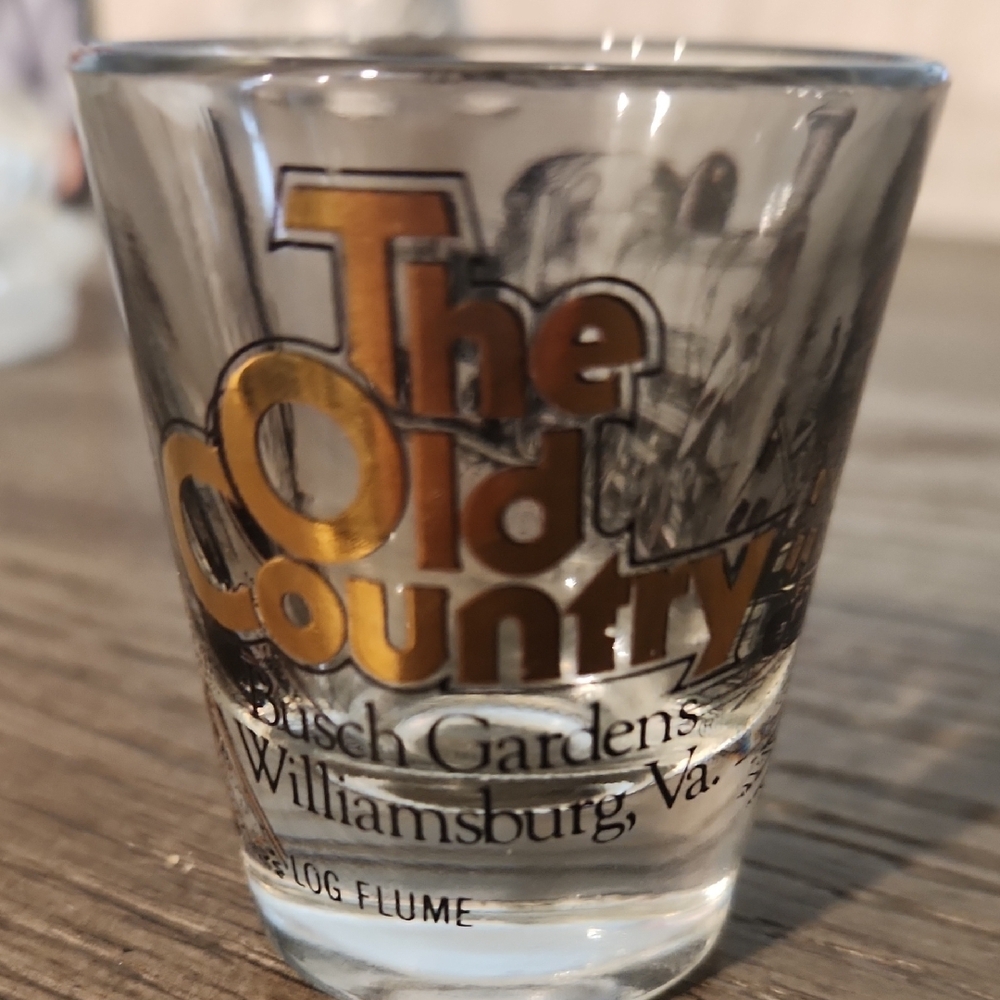Busch Gardens Shot Glass with Gold Text